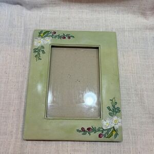 Burnes of Boston 1998 Vintage Floral Picture Frame Sage Green 4x6 Dogwood Flower